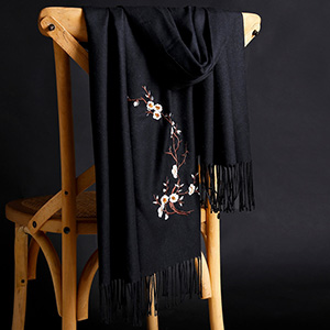 Winter thick pure color warm tassel cashmere scarf