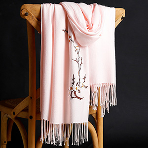 Winter thick pure color warm tassel cashmere scarf