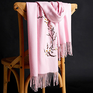 Winter thick pure color warm tassel cashmere scarf