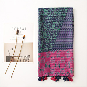 Plant flower cotton linen scarf wholesale