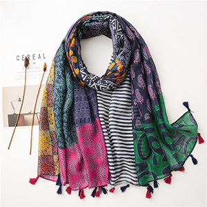 Plant flower cotton linen scarf wholesale