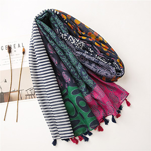Plant flower cotton linen scarf wholesale