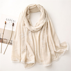 Pure color embroidery lace scarf wholesale