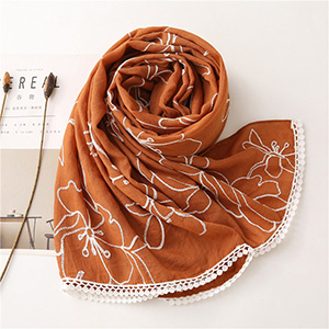 Pure color embroidery lace scarf wholesale