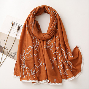 Pure color embroidery lace scarf wholesale