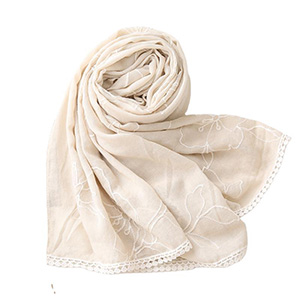 Pure color embroidery lace scarf wholesale