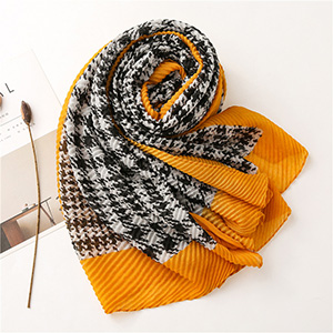 Houndstooth cotton linen scarf wholesale