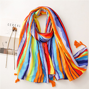 Gradient Rainbow cotton linen scarf wholesale