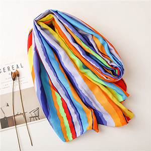 Gradient Rainbow cotton linen scarf wholesale