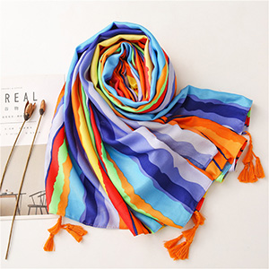 Gradient Rainbow cotton linen scarf wholesale