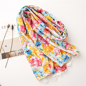 Oil painting flower cotton print scarf