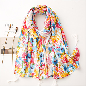 Oil painting flower cotton print scarf