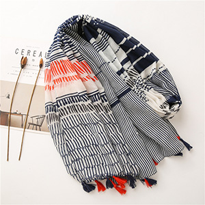 Cotton linen striped printed scarf wholesale