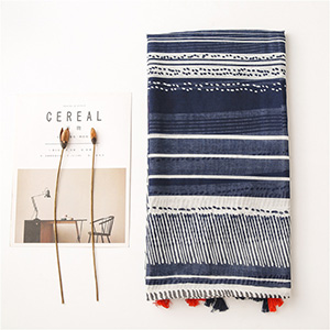 Cotton linen striped printed scarf wholesale