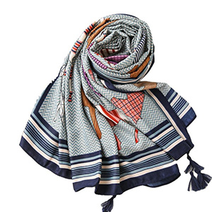 Cartoon fringed print scarf wholesale