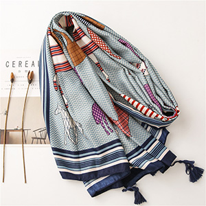 Cartoon fringed print scarf wholesale