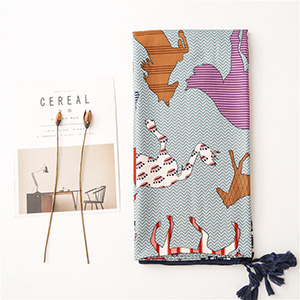Cartoon fringed print scarf wholesale