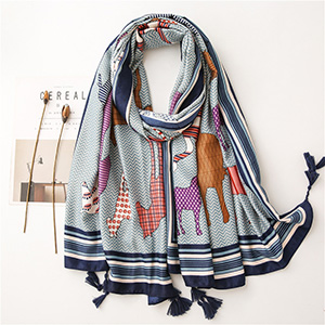 Cartoon fringed print scarf wholesale