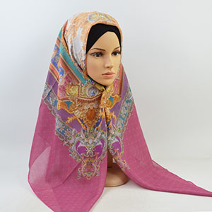 Printed cotton linen square scarf wholesale
