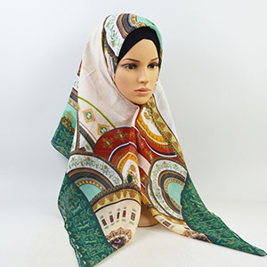 Printed cotton linen square scarf wholesale