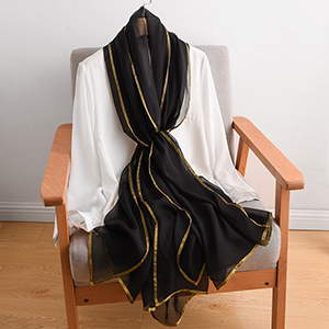 Ladies Black Phnom Penh 100% Silk Scarf Wholesale
