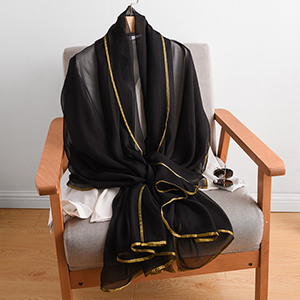 Ladies Black Phnom Penh 100% Silk Scarf Wholesale