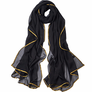 Ladies Black Phnom Penh 100% Silk Scarf Wholesale