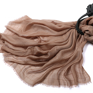 100% cashmere plaid sequined brown scarf