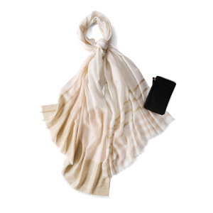 Wholesale printed gold wire check 100% cashmere scarf