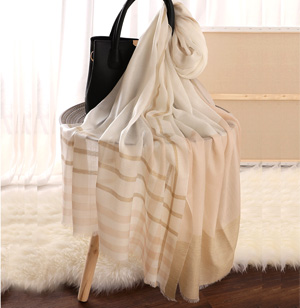 Wholesale printed gold wire check 100% cashmere scarf