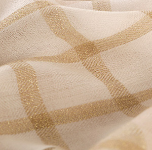 Wholesale printed gold wire check 100% cashmere scarf