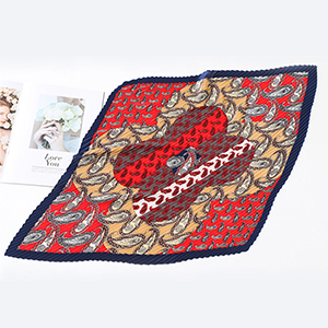 Color block cashew decorated silk scarf wholesale