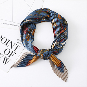 Wholesale printed pleated satin silk scarf