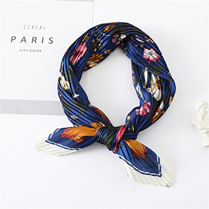 Wholesale printed pleated satin silk scarf