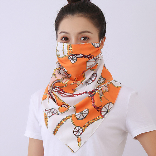 Double layer chiffon hanging ear mask scarf wholesale