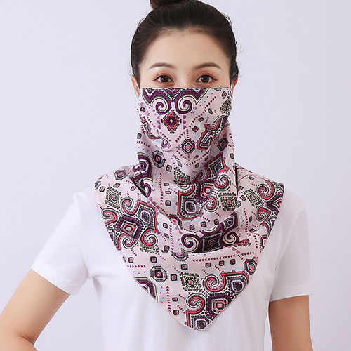 Double layer chiffon hanging ear mask scarf wholesale