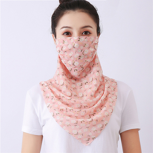 Double layer chiffon hanging ear mask scarf wholesale