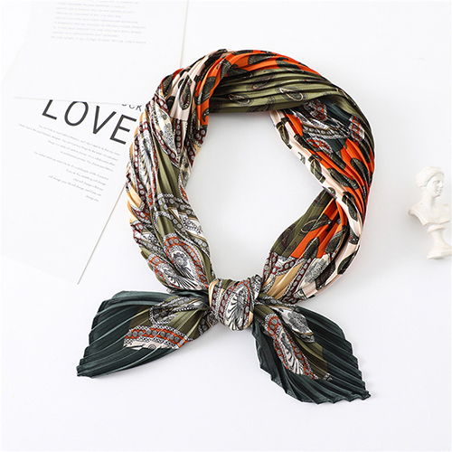Color block cashew decorated silk scarf wholesale