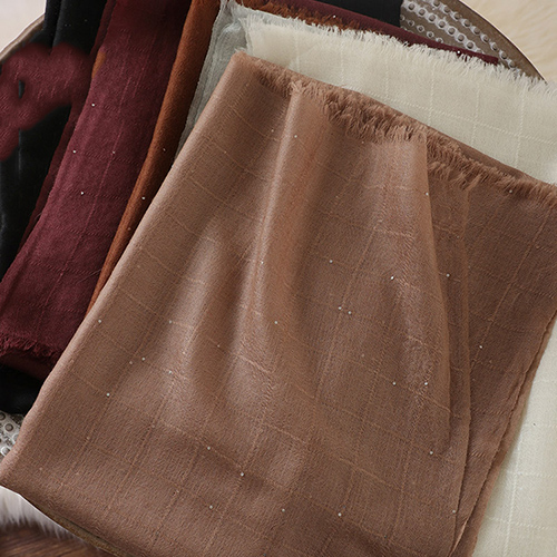 100% cashmere plaid sequined brown scarf