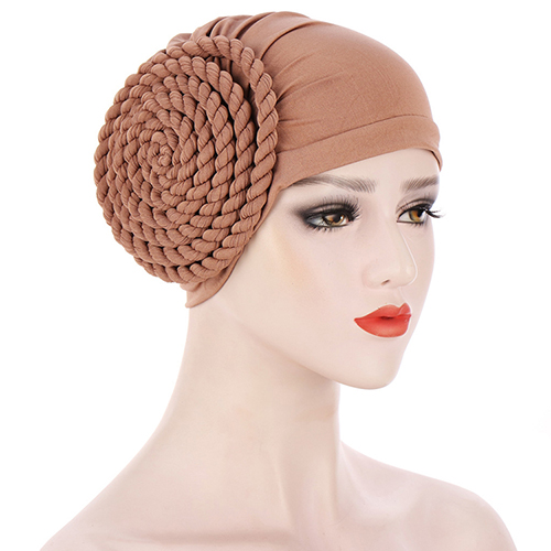 Wholesale muslim side braid monochrome headscarf