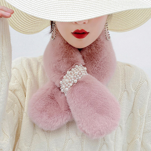 Pearl decoration thick warm scarf wholesale