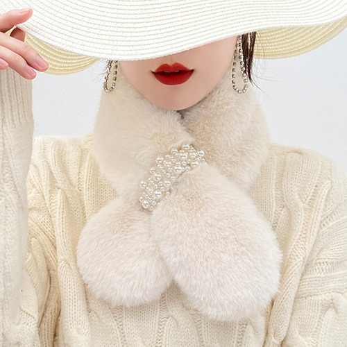 Pearl decoration thick warm scarf wholesale