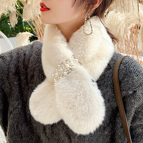 Pearl decoration thick warm scarf wholesale