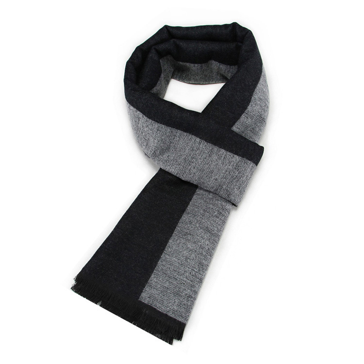 Men solid color winter cashmere jacquard scarf