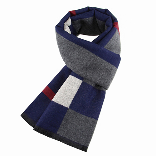 Winter warm checkered jacquard cashmere scarf