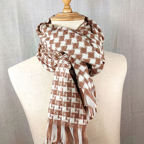 Winter chain pattern plaid cashmere scarf
