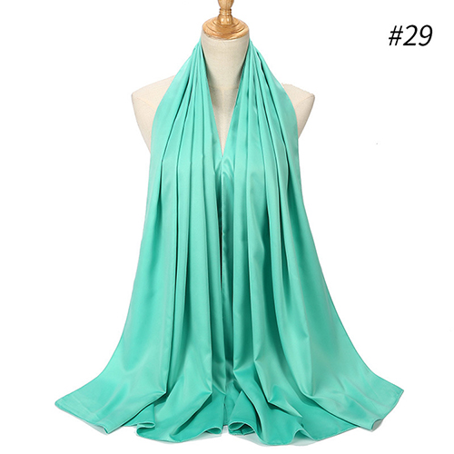 Pure color satin gear pearl chiffon headscarf