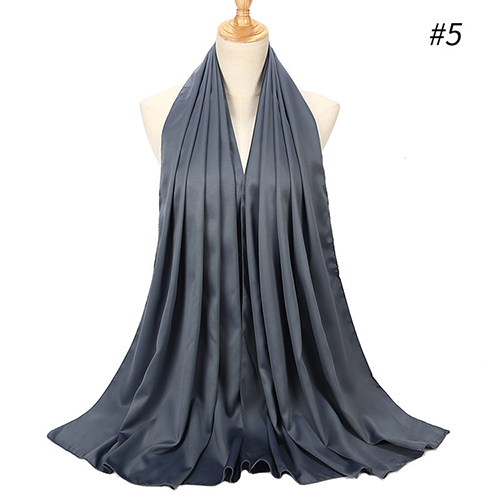 Pure color satin gear pearl chiffon headscarf