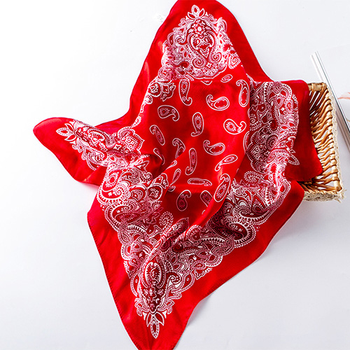 Wholesale cashew pattern red silk square scarf