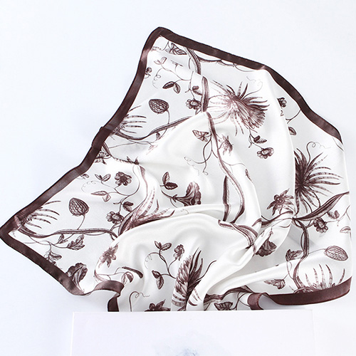Plant pattern printing silk square scarf wholesale